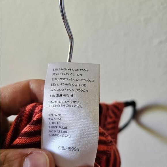 Anthropologie Pilcro Ashton Orange And Red Striped Tank Size Medium - Picture 6 of 8